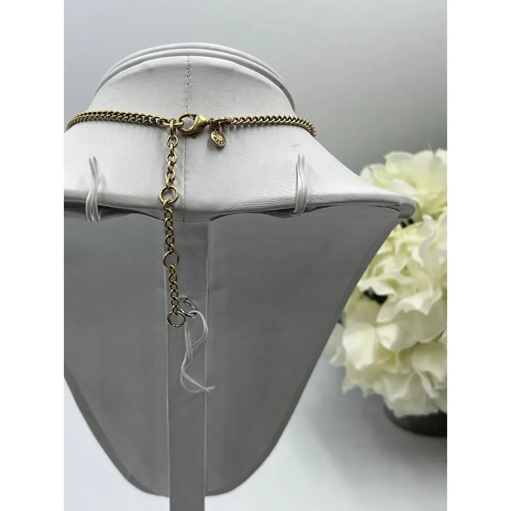 J. Crew Gold Tone Bright Orange Teardrop Pear‎ Rhinestone Glowing Necklace
